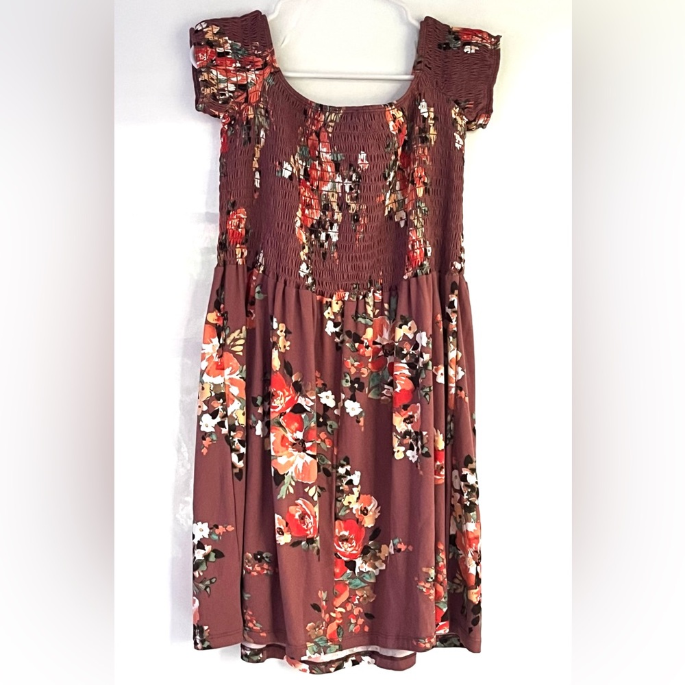 CENY Floral Print Smocked Mini Dress -NWOT